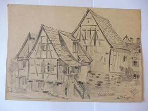 ALFRED STEINMETZ * Kl. ORIGINAL-BLEISTIFT-ZEICHNUNG: "Schwäbisch Hall", signiert unten rechts (mi...