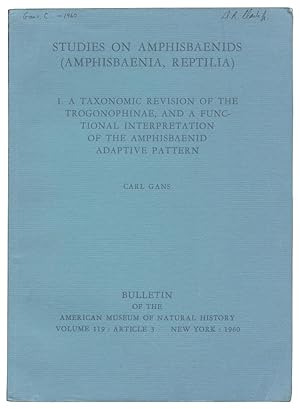 Studies on Amphisbaenids (Amphisbaenia, Reptilia). 1. A Taxonomic Revision of the Trogonophinae, ...