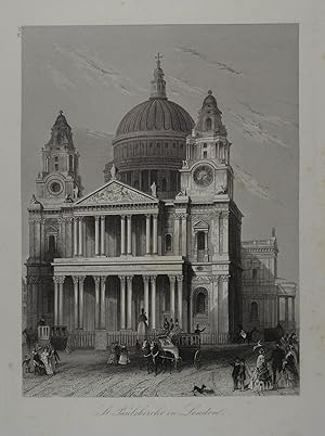 St. Paulskirche in London. Stahlstich aus Lloyd "Illustriertes Familienbuch" Triest um 1855, 20,5...