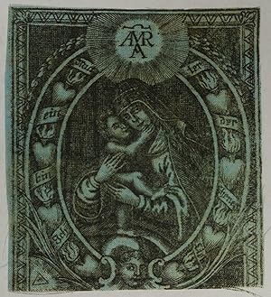 Seller image for Marienmonogramm. Gnadenbild auf Seide. Kupferstich um 1800, 7,5 x 7 cm for sale by Antiquariat Johannes Mller