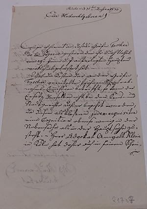 Eigenhändiger, signierter Brief des Juristen Max Joseph Ruhwandl (1806-1890), der vom 18. Mai 184...