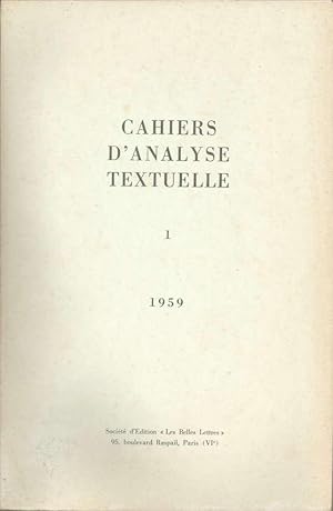 Cahiers d'analyse textuelle n°1