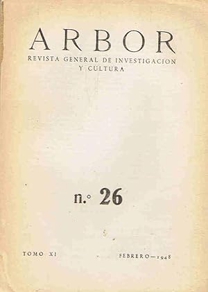 Seller image for ARBOR. Revista General de Investigacin y Cultura. Tomo XI. N. 26 Febrero 1948. for sale by Librera Torren de Rueda