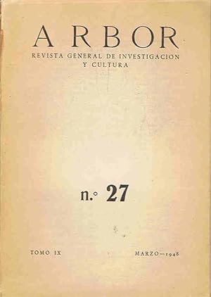 Seller image for ARBOR. Revista General de Investigacin y Cultura. Tomo IX. N. 27 marzo 1948. for sale by Librera Torren de Rueda