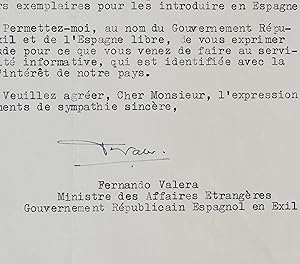 Imagen del vendedor de Le ministre Fernando Valera, exil rpublicain  Paris a la venta por Traces Ecrites