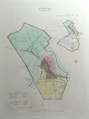 Antique Map ROCHESTER, KENT, UK, Street Plan, Dawson Original 1832