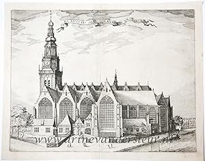 [Antique print, etching] The Old Church in Amsterdam/De Oude Kerk in Amsterdam toegewijd aan St. ...