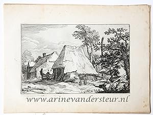 Antique print, etching | Farmyard / Boerderij, published 1620, 1 p.