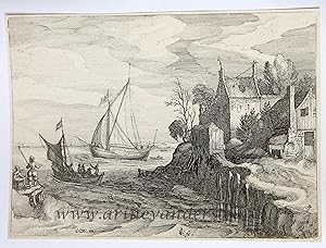 [Antique print, etching] Ships near a coast [AMAENIORES ALIQUOT REGIUNCULAE]/Schepen nabij de kus...