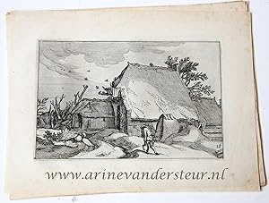 [Original etching/ets] A farm /Een boerderij.