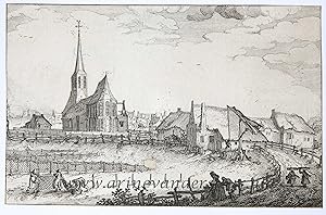 Antique print, etching | View of the village of Zandvoort/Gezicht op het dorp Zandvoort [no margi...