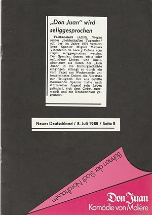 Seller image for Programmheft Moliere: DON JUAN oder DER STEINERNE GAST Premiere 17. April 1987 for sale by Programmhefte24 Schauspiel und Musiktheater der letzten 150 Jahre