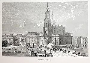 DRESDEN, Blick über die Augustusbrücke auf die Hofkirche, Sachsen, Ansicht ca. 1865