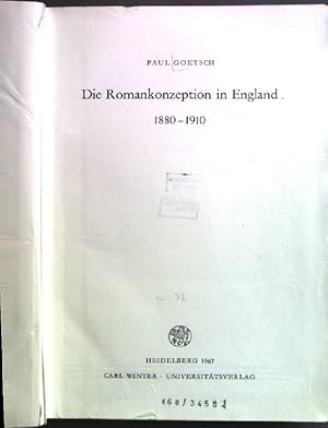 Bild des Verkufers fr Die Romankonzeption in England 1880 - 1910 Anglistische Forschungen Heft 94 zum Verkauf von books4less (Versandantiquariat Petra Gros GmbH & Co. KG)