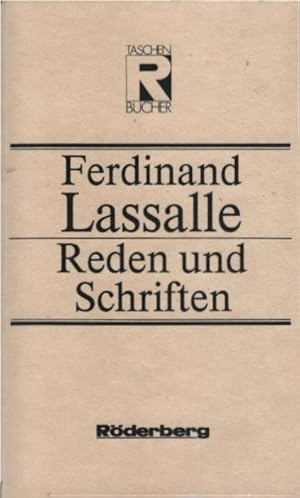 Bild des Verkufers fr Reden und Schriften. Ferdinand Lassalle. [Hrsg. von Hans Jrgen Friederici] / Rderberg-Taschenbuch ; Bd. 160 zum Verkauf von Schrmann und Kiewning GbR