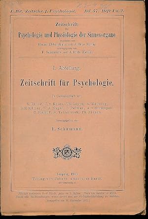 Zeitschrift für Psychologie Bd. 57, Heft 1 und 2 (in einem Heft). Zeitschrift für Psychologie und...