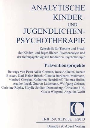 Seller image for Prventionsprojekte. Heft 159. Analytische Kinder- und Jugendlichen-Psychotherapie. for sale by Fundus-Online GbR Borkert Schwarz Zerfa