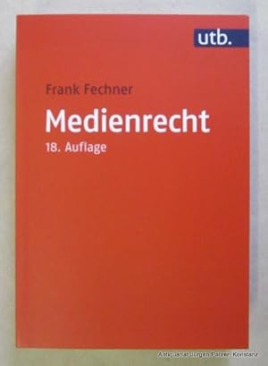 Bild des Verkufers fr Medienrecht. Lehrbuch des gesamten Medienrechts unter besonderer Bercksichtigung von Presse, Rundfunk und Multimedia. 18., berarbeitete u. ergnzte Auflage. Tbingen, Mohr Siebeck, 2017. XXXII, 449 S. Or.-Kart. (UTB, 2154). (ISBN 9783825248017). - Vortitel mit persnlicher Widmung des Verfassers. zum Verkauf von Jrgen Patzer