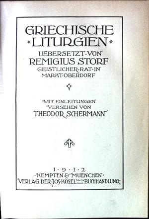 Bild des Verkufers fr Bibliothek der Kirchenvter - BAND 5: Griechische Liturgien, Leben der Hl. Vter, Von Palladius, Leben der Hl. Melanie, Von Gerontius. zum Verkauf von books4less (Versandantiquariat Petra Gros GmbH & Co. KG)