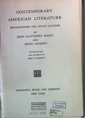 Seller image for Contemporary American Literature: Bibliographies and Study Outlines. for sale by books4less (Versandantiquariat Petra Gros GmbH & Co. KG)