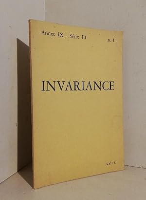 Invariance - Année IX- Serie III N.1