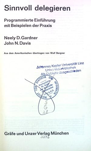 Seller image for Sinnvoll delegieren: Programmierte Einfhrung mit Beispielen der Praxis. for sale by books4less (Versandantiquariat Petra Gros GmbH & Co. KG)
