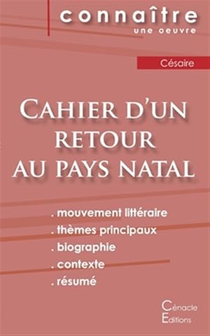Seller image for Fiche de lecture Cahier d'un retour au pays natal de Aim Csaire (analyse complte) -Language: french for sale by GreatBookPrices