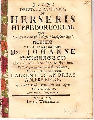 Immagine del venditore per De herseris hyperboreorum. Diss. venduto da Centralantikvariatet