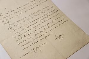 Comte de Buffon Lettre signée à Thouin Montbard naturaliste