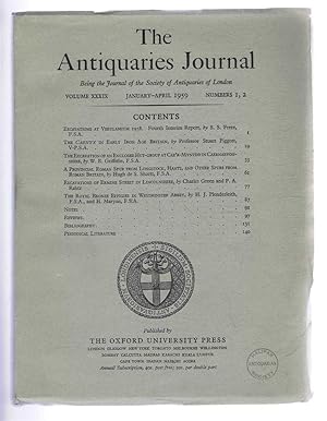Immagine del venditore per The Antiquaries Journal, Being the Journal of the Society of Antiquaries of London, Vol XXXIX, Nos. 1, 2, January - April 1959 venduto da Bailgate Books Ltd