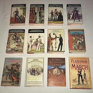 Seller image for A COMPLETE UK FIRST EDITION SET OF THE FLASHMAN NOVELS ALL SIGNED BY THE AUTHOR - "TOGETHER WITH TWO CONTEMPORARY LETTERS FROM THE AUTHOR TO FELLOW AUTHOR, DENNIS WHEATLEY" for sale by James M Pickard, ABA, ILAB, PBFA.