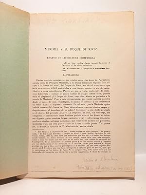 Imagen del vendedor de Merimee y el Duque de Rivas: Ensayo de literatura comparada a la venta por Librera Miguel Miranda