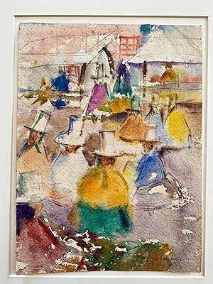 Jorge Melean Ugarte, signed watercolor, 1958, Bolivia, Biennale Sao Paulo