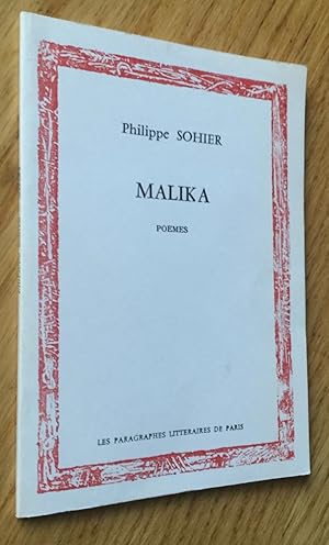 Image du vendeur pour Malika. Pomes. mis en vente par Les Livres du Pont-Neuf