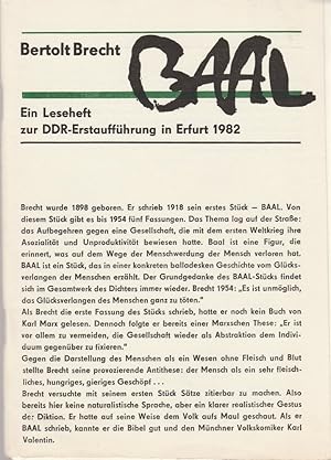 Seller image for Programmheft Bertolt Brecht BAAL Premiere 27. Februar 1982 Spielzeit 1982 Heft 2 for sale by Programmhefte24 Schauspiel und Musiktheater der letzten 150 Jahre
