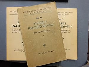 Seller image for ETUDES PSYCHIATRIQUES EN 3 TOMES : TOME 1 (Historique - Mthodologie - psychopathologique gnrale) TOME 2 (aspects semiologiques) 3 (Structure des psychoses aigues et dstructuration de la conscience) for sale by Librairie Les Fleurs du mal