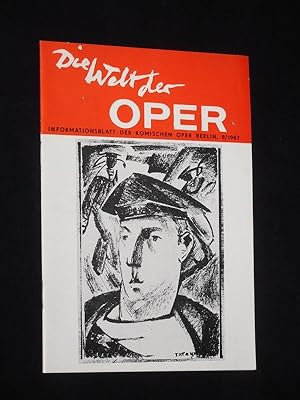 Bild des Verkufers fr Die Welt der Oper. Informationsblatt der Komischen Oper Berlin, 8/1967 zum Verkauf von Fast alles Theater! Antiquariat fr die darstellenden Knste