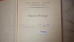 Seller image for SELECTED WRITINGS TRUMAN CAPOTE , SIGNED, MODERN LIBRARY #353 IN DUSTJACKET, Chosen by Author with Introduction by Mark Schorer for sale by Bluff Park Rare Books