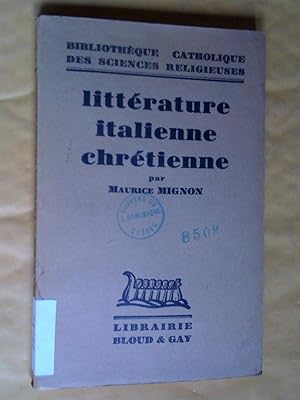 Seller image for Littrature italienne chrtienne for sale by Claudine Bouvier