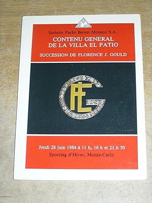 Sotheby Parke Bernet Monaco Contenu General De La Villa El Patio Succession De Florence J Gould J...