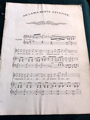 Ah! La Mia Mente Estatica. 8 page piece of engraved music in Italian.