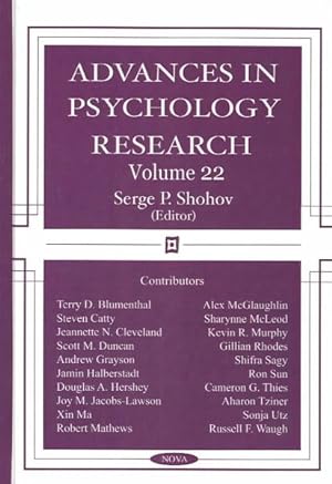 Image du vendeur pour Advances in Psychology Research mis en vente par GreatBookPrices