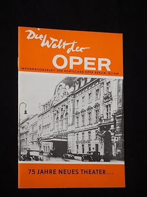 Imagen del vendedor de Die Welt der Oper. Informationsblatt der Komischen Oper Berlin, 10/1968. Schwerpunkt: 75 Jahre Neues Theater in der Behrenstrae a la venta por Fast alles Theater! Antiquariat fr die darstellenden Knste