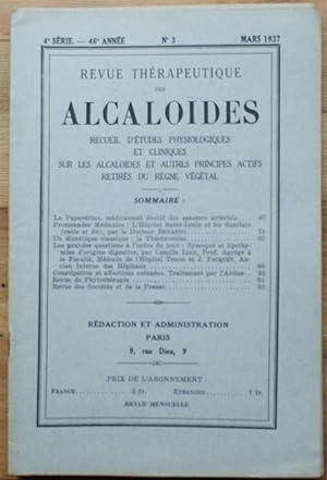 Revue thérapeutique des alcaloïdes - Numéro 3 de mars 1937