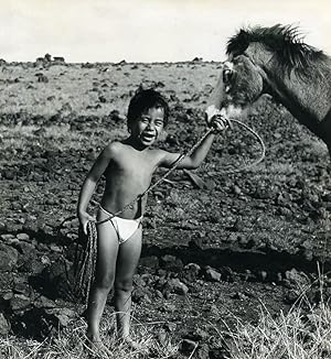 Easter Island Rapa Nui Orongo Young Boy Horse Old Francis Maziere Photo 1965