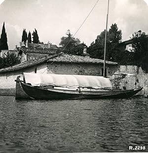 Italy Lake Como San Giovanni Transport Skiff Old Stereoview Photo 1906