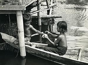 Cambodia Sinoun the Little Cambodian Girl & Boy old Photo Odile Wertheimer 1968