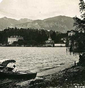 Italy Lake Como San Giovanni Villa Melzi Boat Old Stereoview Photo 1906