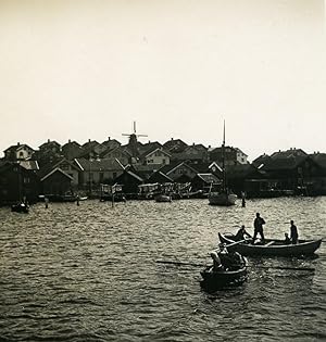 Sweden West Coast Fishermen Boats Old NPG Stereo Photo 1900