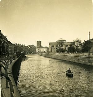 Denmark Copenhagen Thorvaldsens Museum Canal Old NPG Stereo Photo 1900